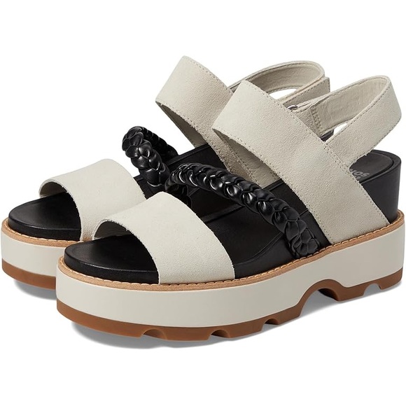 SOREL Joanie™ IV Slingback Wedge sandal chalk / black NWOT women’s 7.5 - Picture 1 of 11